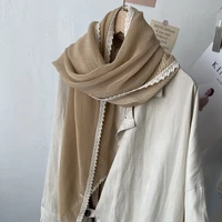 designer brand women chiffon scarf pleated hijab headscarf lightweight sunscreen large shawl solid color bandana neckerchief