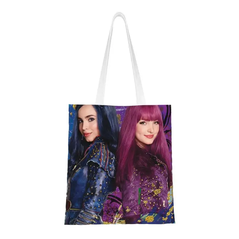 

Funny Printed Descendants Poster Tote Shopping Bag Reusable Canvas Shopper Shoulder Mal And Evie Handbag