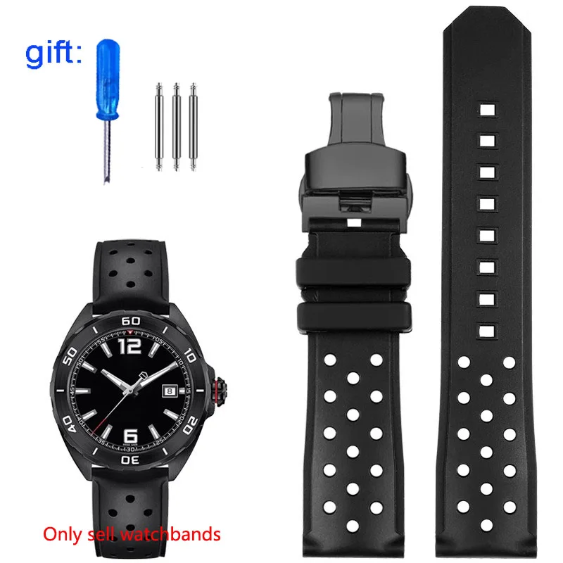 22 мм натуральный силиконовый ремешок для часов резиновый TAG Heuer Racing F1 WAZ2113