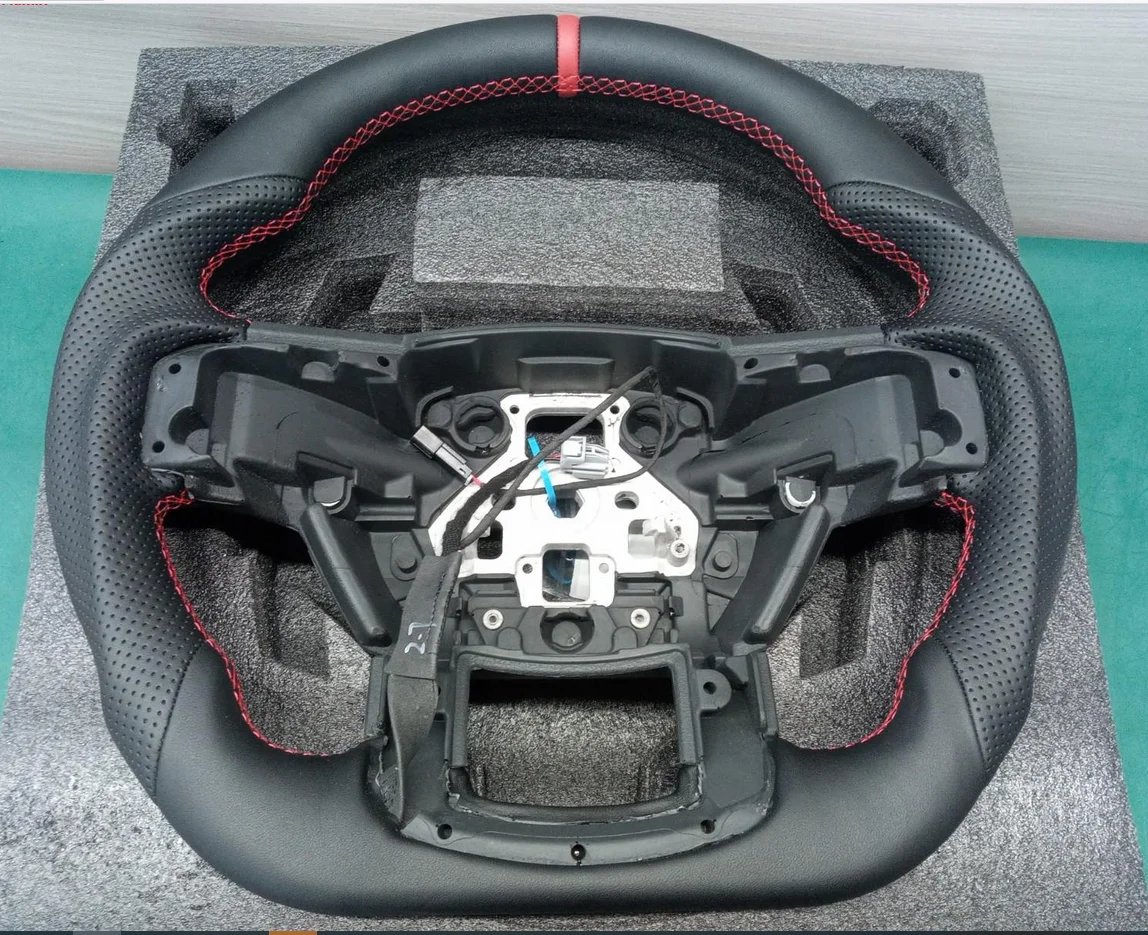 

Кожаный руль для Ford F150 Raptor 2015-2020 D-образный перфорированный кожаный руль с плоским дном без отверстий для лопастей