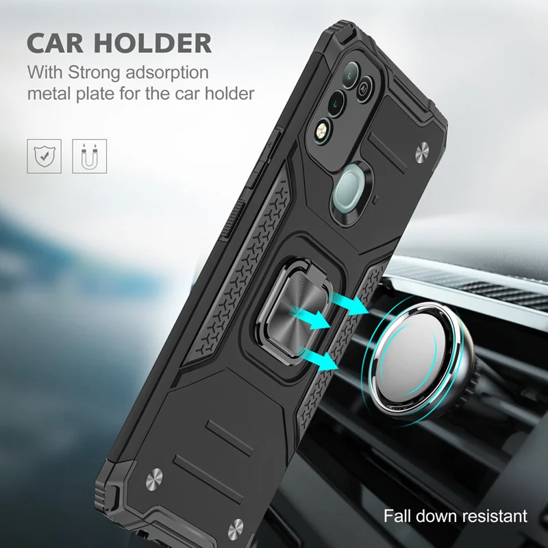 shockproof phone case for infinix smart4 hot9 play magnetic ring stand armor protective cover for infinix not7 lite zero8 hot10 free global shipping