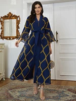 toleen women casual elegant maxi long dresses 2022 summer v neck flare sleeve muslim turkish evening party festival robe vestido