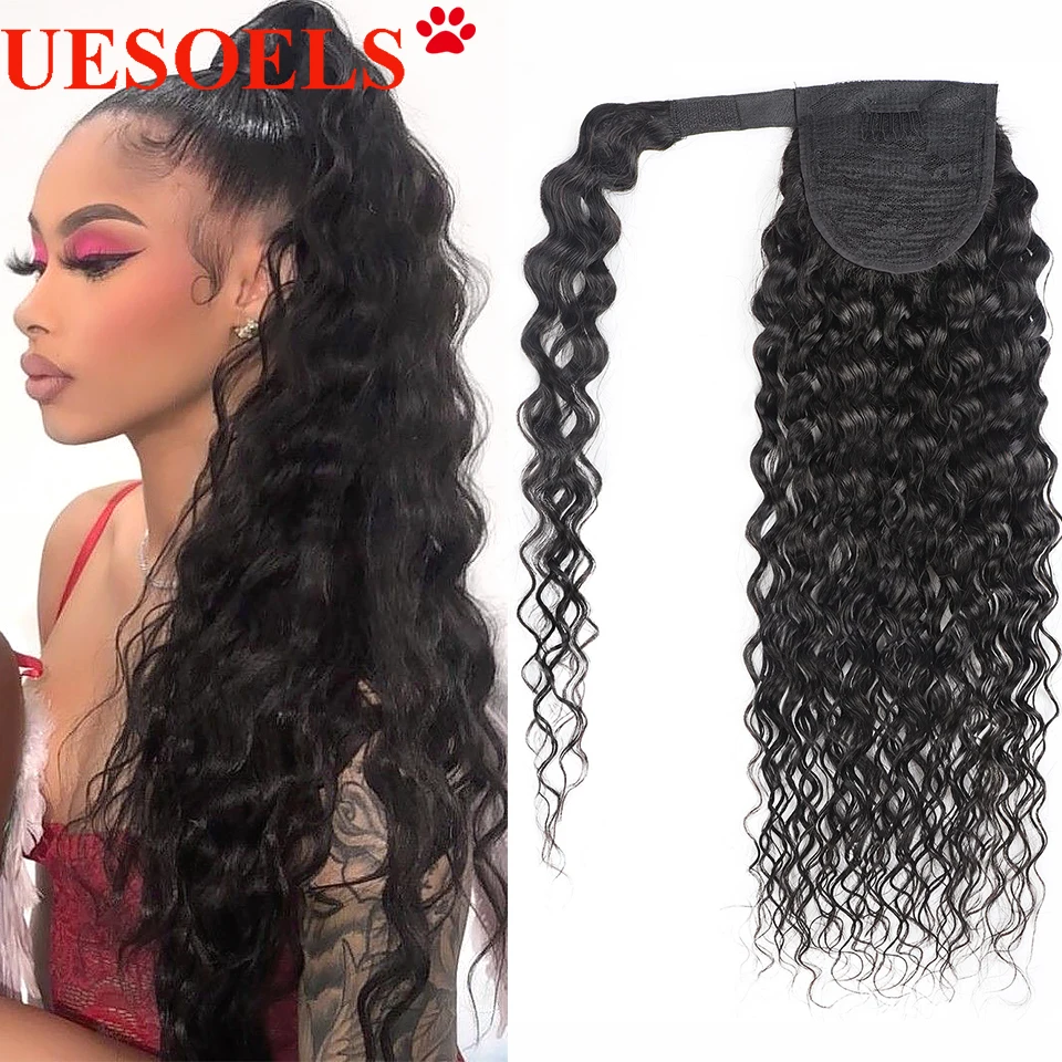 

Kinky Curly Wrap Around Ponytail Human Hair Long Wavy Brazilian Pony Tail Remy Hair Natural Color Clip In Ponytail Extensions