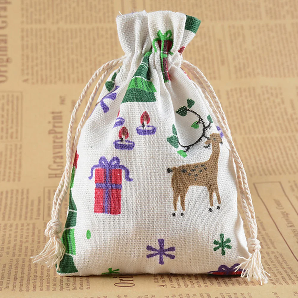 

Christmas Drawstring Candy Burlap Gift Jute Jewelry Merry Sack Favors Party Treat Drawstrings Goodie Pouch Pouches Linen Tote