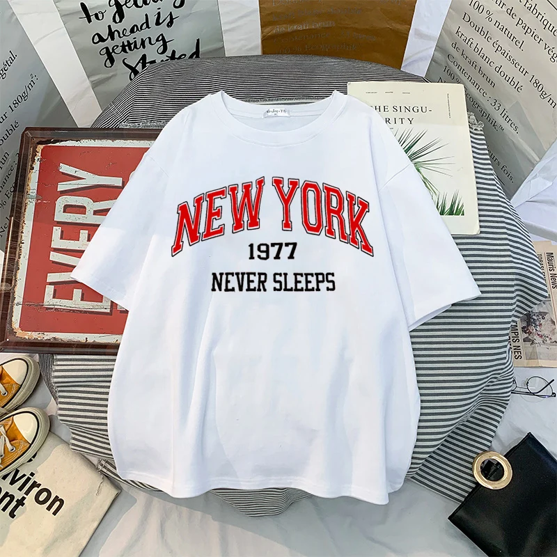Women T-shirt NEW YORK Letter Print T Shirt Streetwear Tops Female T-shirt Leisure Fashion Aesthetic Oversized T Shirt Lady Tees