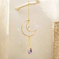 suncatcher gold moon with crystals sun light catcher crystal prism for window home garden christmas party wedding decoration