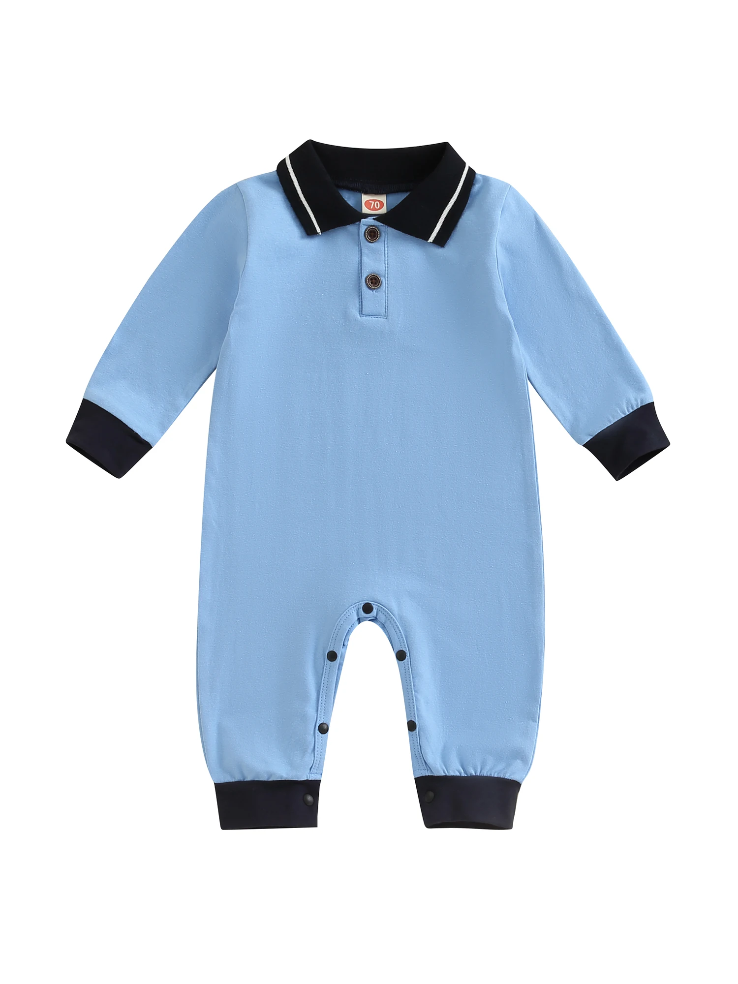 

Комбинезон однотонный с длинным рукавом и воротником с лацканами