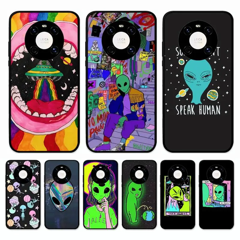 

Aesthetics Cute Cartoon alien space Phone Case for Huawei Mate 20 10 9 40 30 lite pro X Nova 2 3i 7se