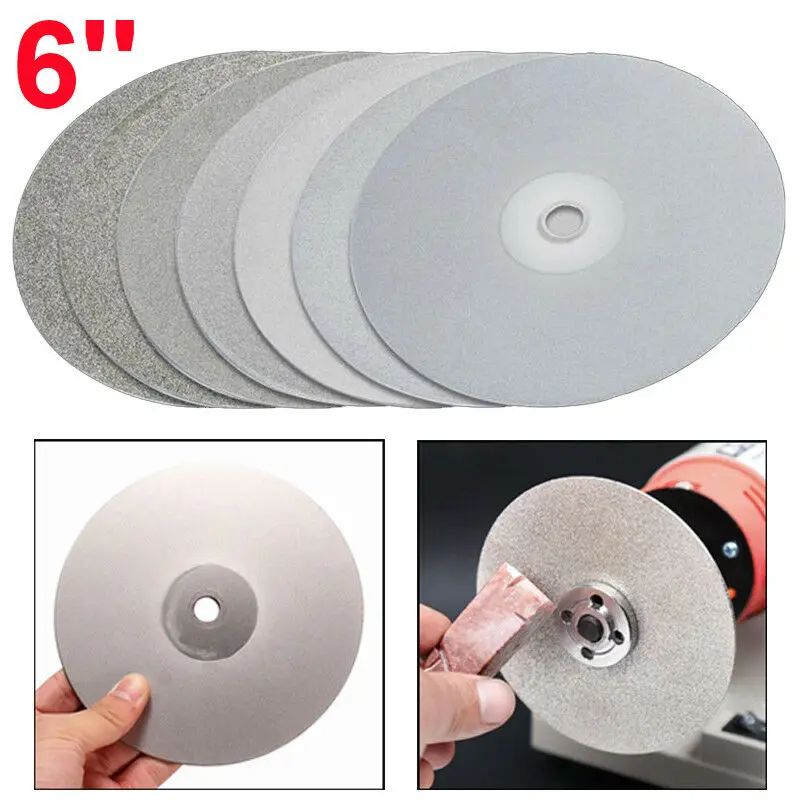 

6" Diamond Grinding Wheel 180 Disc Jewelry Coated Flat Lap Polish Grit Cutting 120 150 240 320 400 600 800 1200 1500 2400 3000