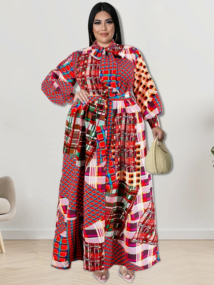 

Women Autumn Spring Dress Ladies Casual Slim Office Dress Retro Elegant Bow Tie Collar High Waist Long Sleeve Party Dress