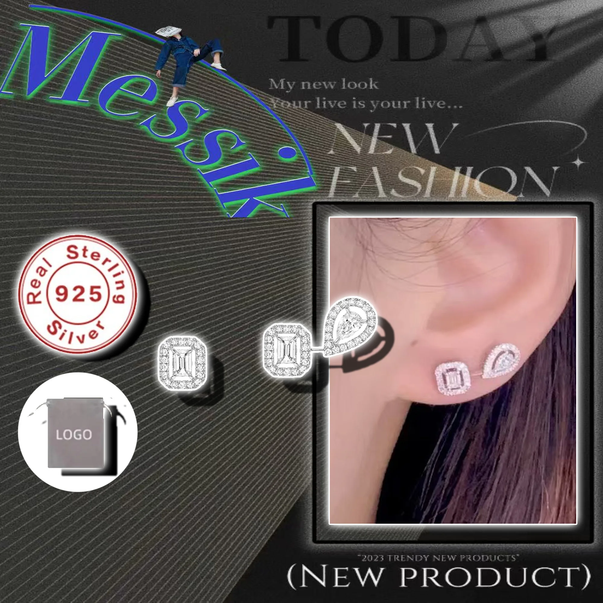 Серьги из чистого серебра s925 MY TWIN классический асимметричный дизайн