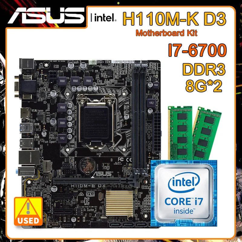 

Материнская плата ASUS H110M-K D3 1151, системная плата Core i7-6700 cpu и 2 * DDR3 8G ram H110, материнская плата USB3.0 PCI-E 3,0 Micro ATX