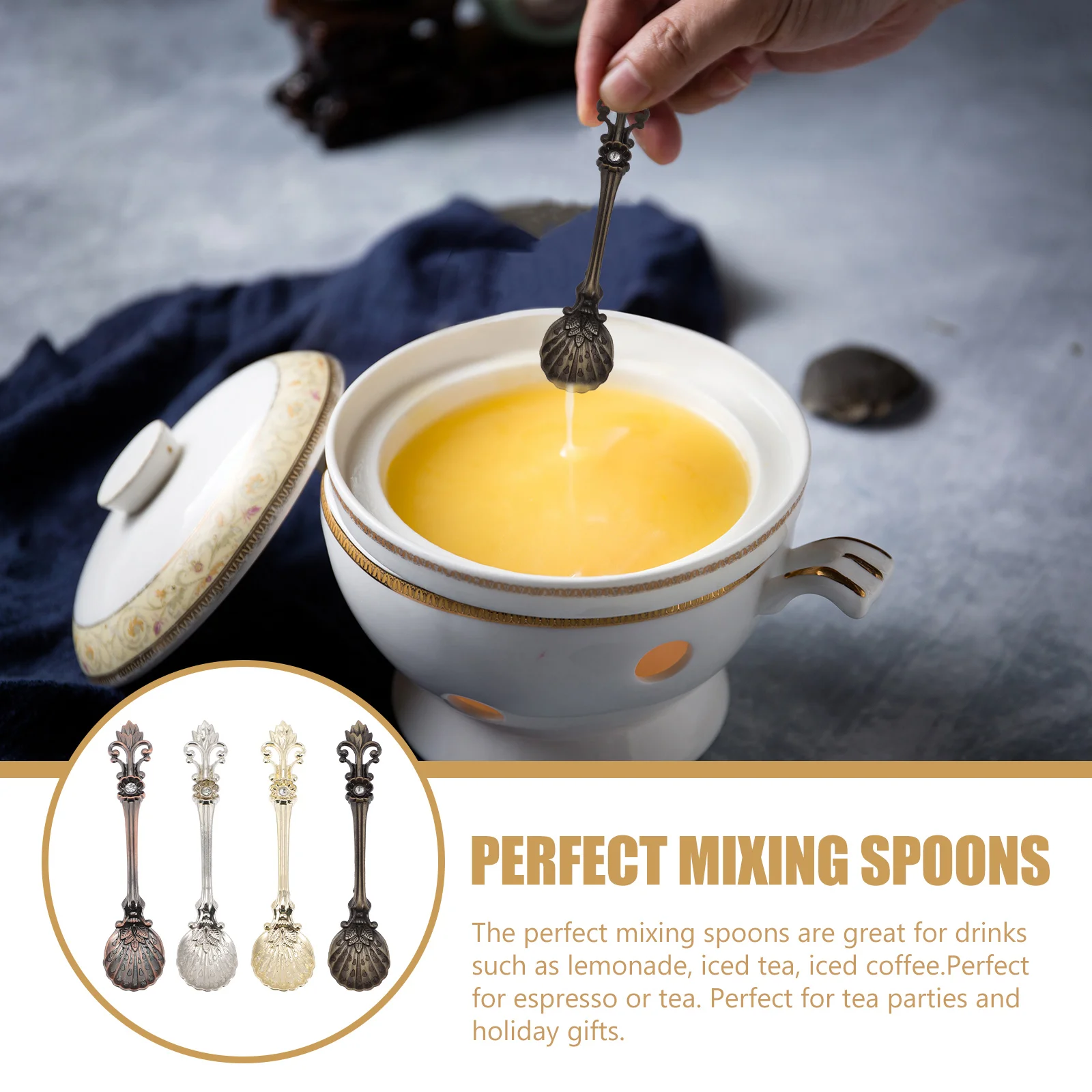 4 шт. прочные ложки для смешивания из цинкового сплава практичные кофейные