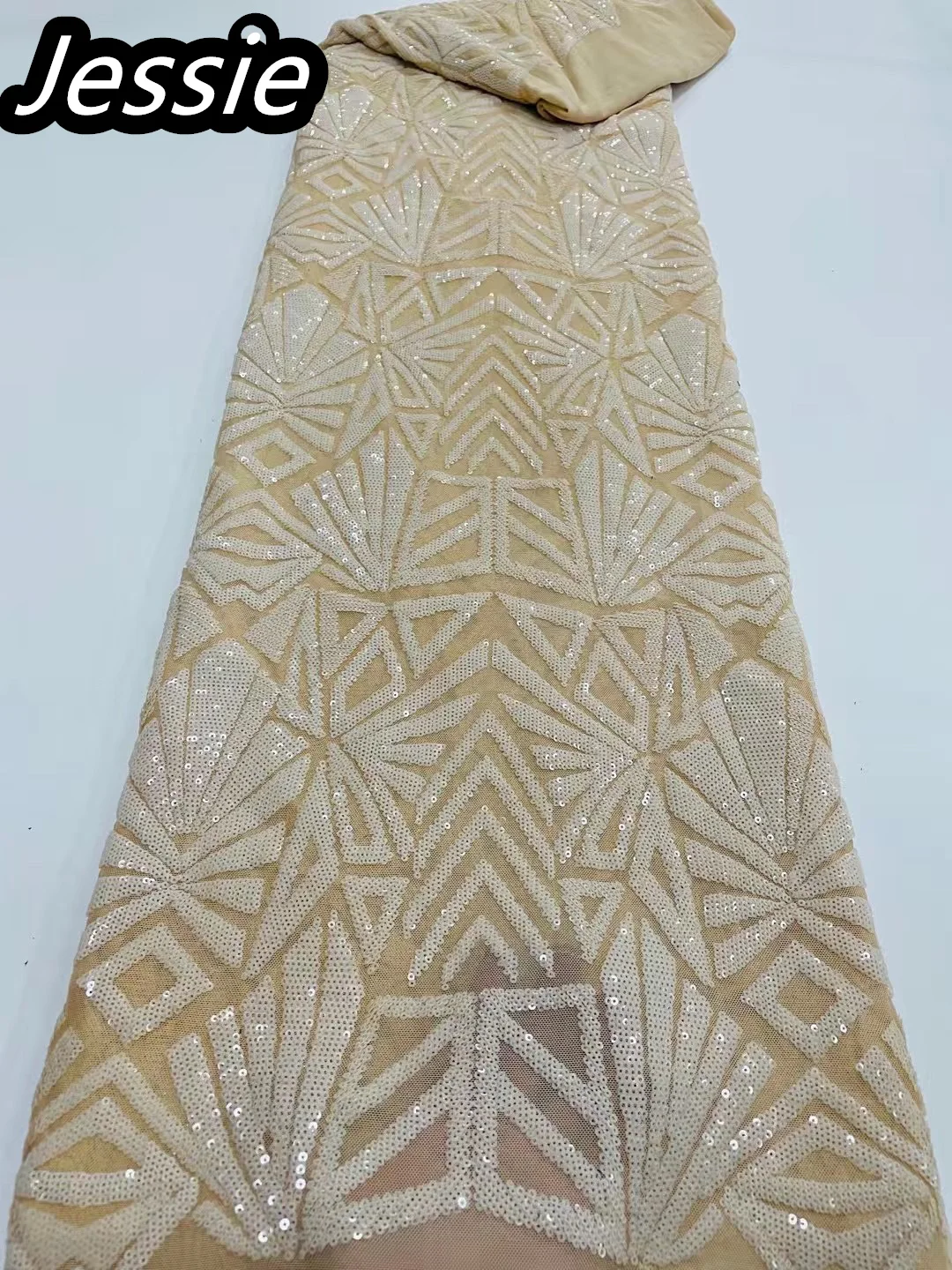 

2023 European High-end Trend Modern New Products Lace Sequin Heavy Industry Embroidery Evening Dress Fabric