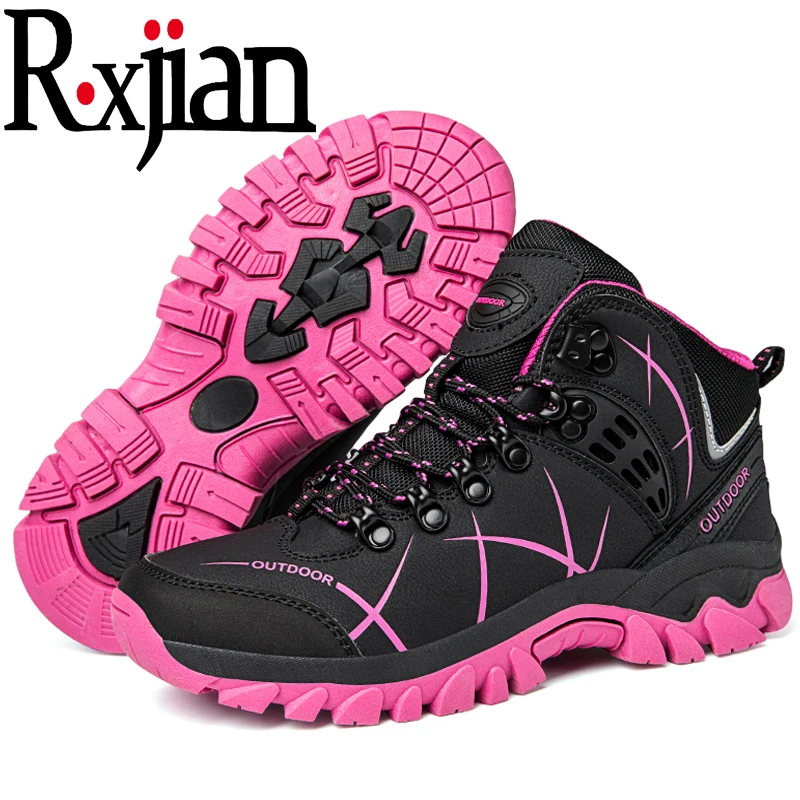 R.xjian New Style Couple Outdoor High Top Mountaineering Locomotive Breathable Leisure Anti Slip  Wear Resistant Low Shoes