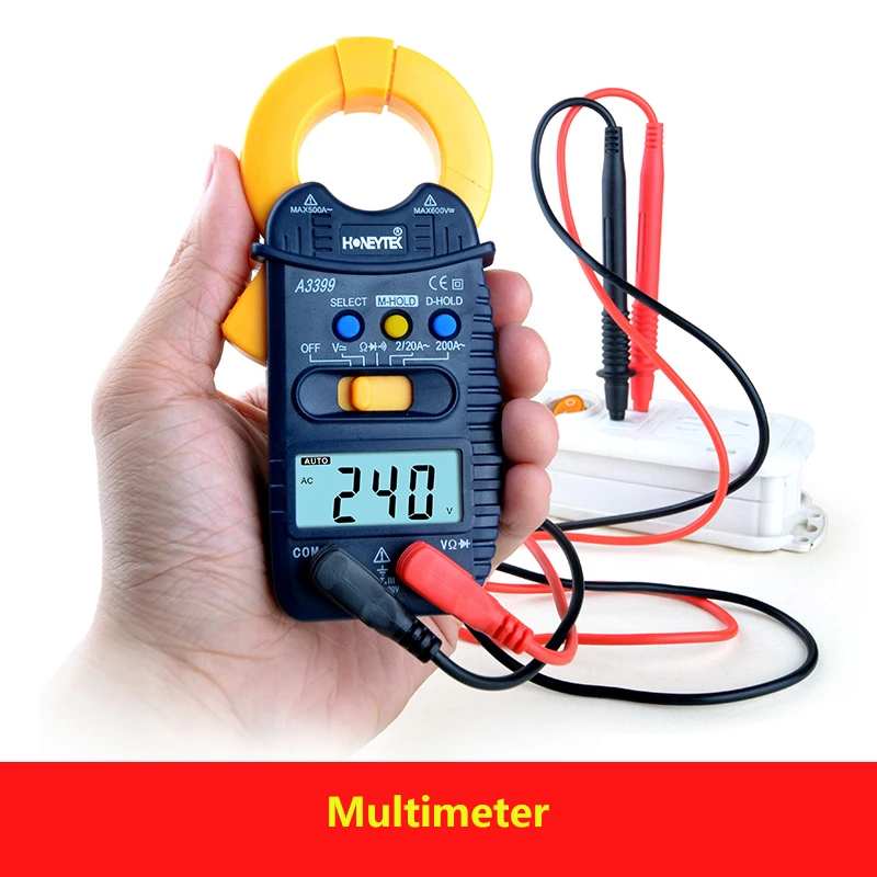 

Profesional Mini Digital Clamp Multimeter Meter Tester Current AC/DC Voltage Resistance Capacitance Frequency Tester A3399/MT87