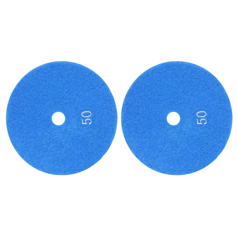 

New 2PCS 5 Inch 125Mm Wet Diamond Polishing Pads Marble Granite Grits 50