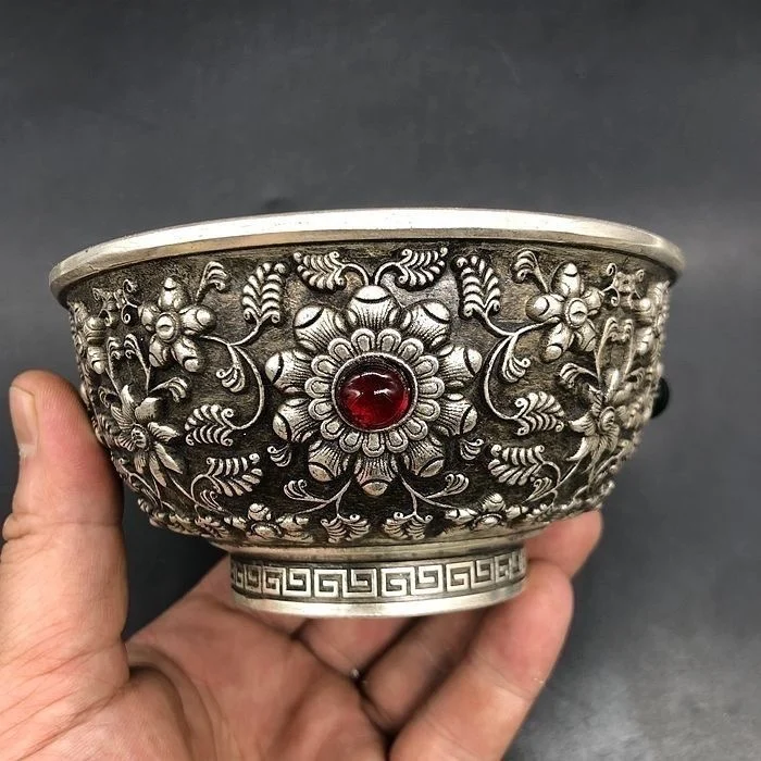 Китайская коллекция Классическая Рубиновая вставка цветок Fen dragon Phoenix Chengxiang