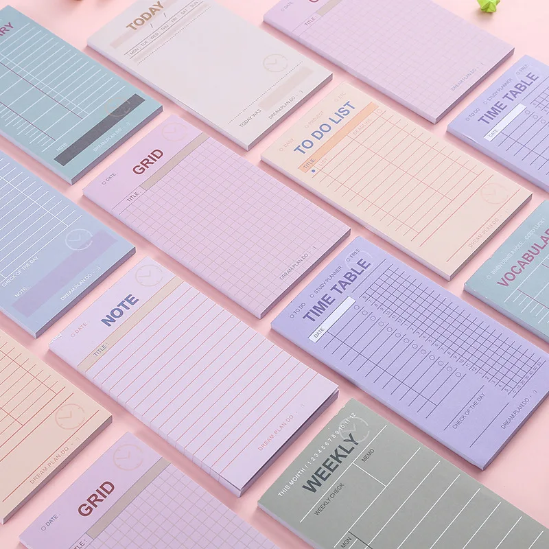 

Daily Weekly Schedule Notepad Multicolor No-Sticky Todolist Timetable Grid Memo Pad Note Paper Memorization Planning Stationery