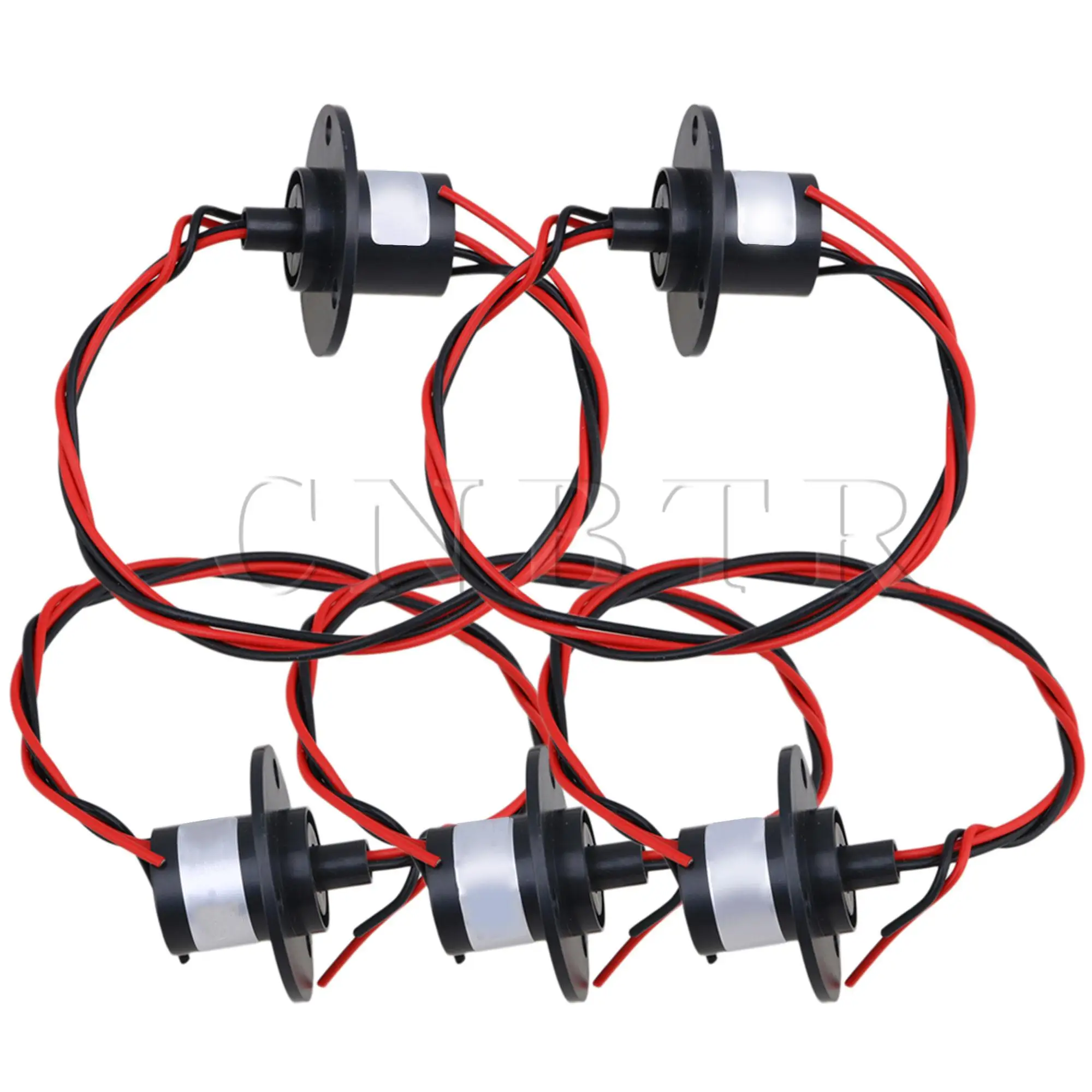 

CNBTR 22mm Black Metal 500RPM 2 Wires Circuits Capsule Slip Ring 10A 240V AC/DC for Test Equipment Pack of 5