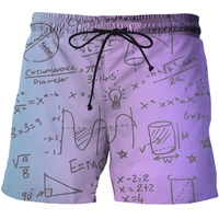 new mens 3d printed beach shorts fun math formula board shorts patchwork swimwear kids shorts