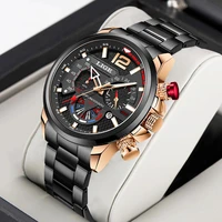 lige fashion business mens watches top brand luxury stainless steel waterproof quartz watch for men casual sports chronograph