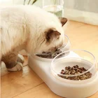 Автоматическая миска для домашних животных, кошки, зеркальная миска для еды с водяным фонтаном, двойные чаши, поднимающаяся миска для питья, миски, товары для домашних животных