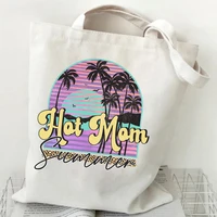 2022 hot mom summer bags women shopping bag canvas bags tote bag handbags casual girl summer beach happy print shoulder bags