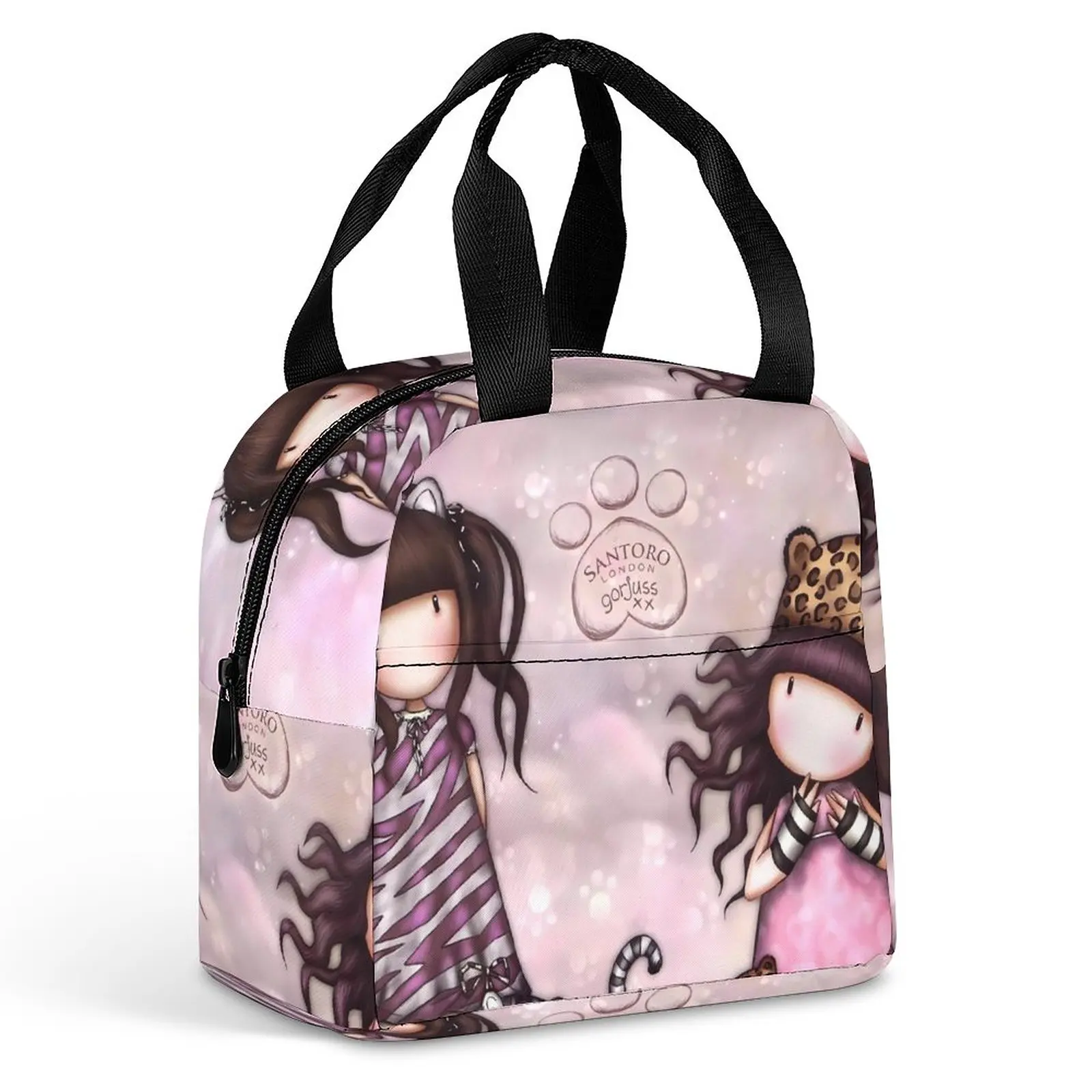 

Santoro Gorjuss Lunch Bag Cartoon Girls Print Office Lunch Box For Cute Graphic Thermal Tote Handbags Portable Zipper Cooler Bag