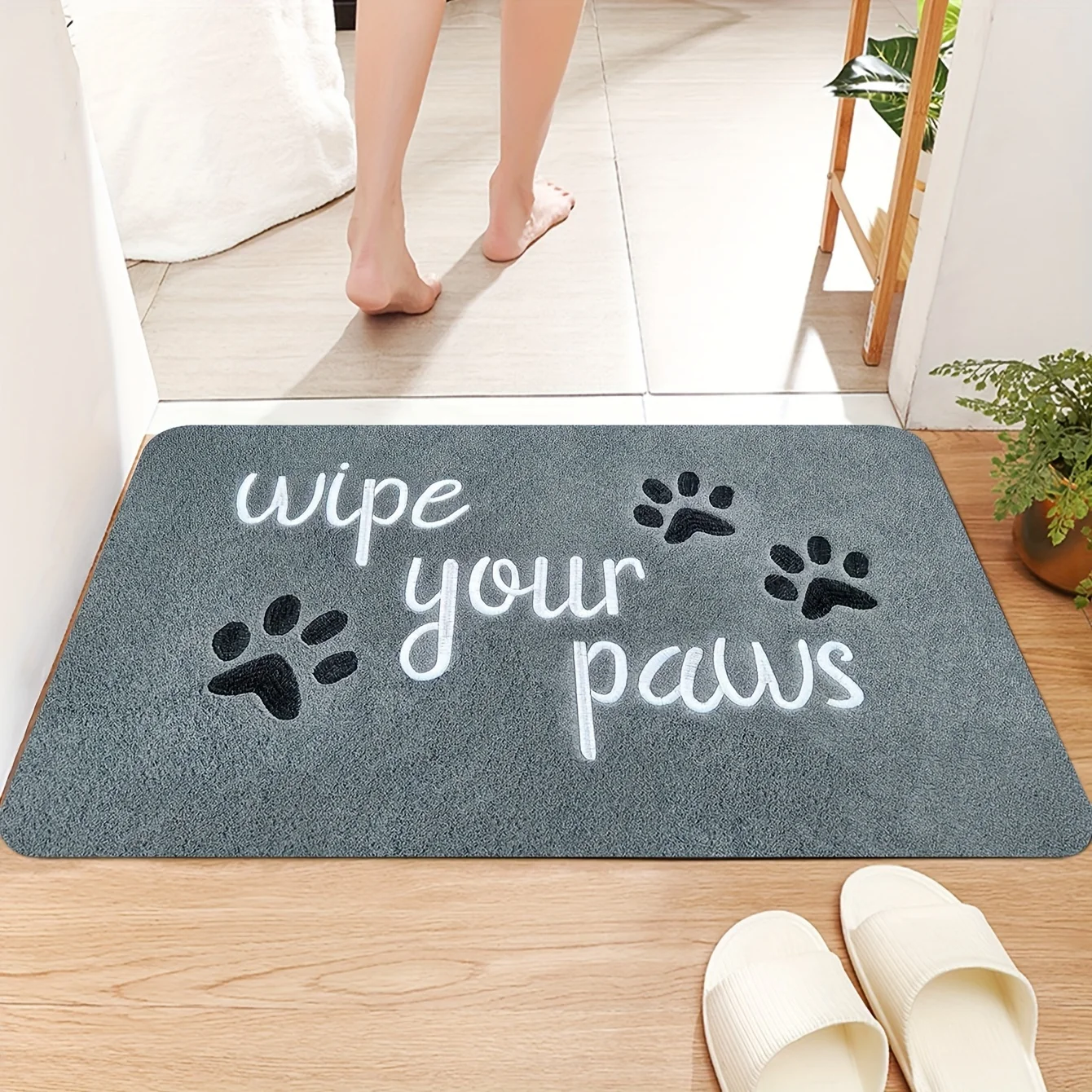 

1 шт., приветственный коврик «Wipe Your Paws», большой прямоугольный коврик из полиэстера, нескользящий, приятный для дома и улицы коврик для прихожей