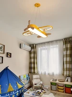 nordic airplane led pendant lamp for living children room bedroom nursery school chandelier modern wood ceiling hanging light