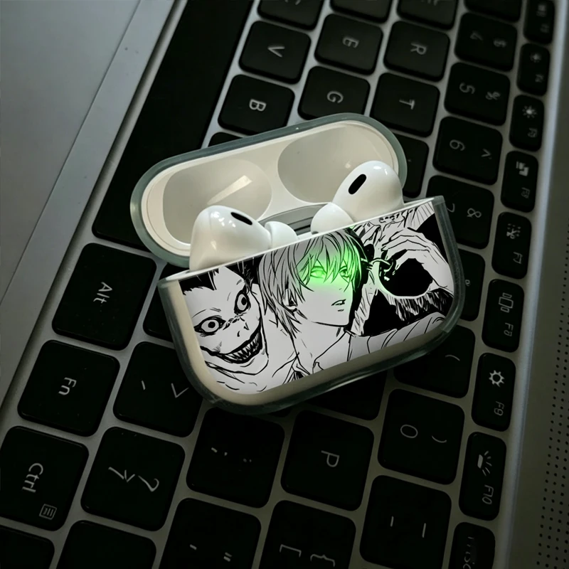 Фото Чехол для наушников Apple AirPods 4 1 2 3 Pro с мультяшным дизайном Death Note: Ягами, Лайт, Лоулайт, Рюк. Защитный чехол для AirPods в стиле аниме. №2