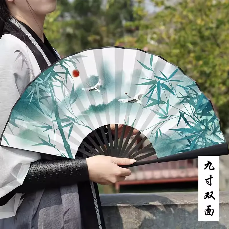 Декоративный складной веер из бамбука и дерева