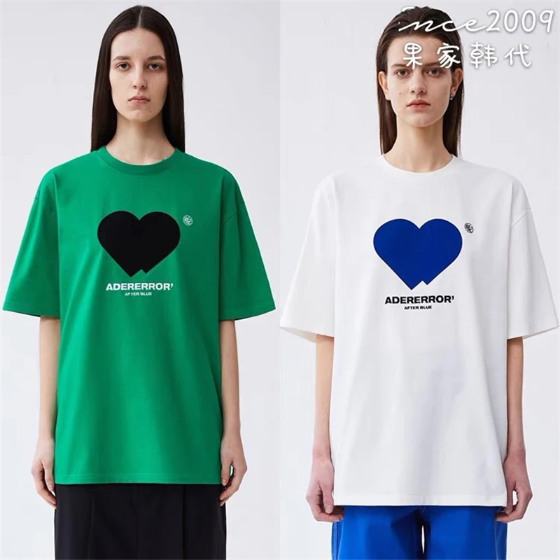 

Мужская и женская футболка-оверсайз с коротким рукавом и принтом в форме сердца