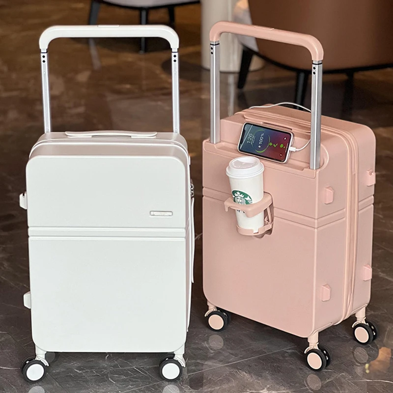 Чемодан с широкой ручкой и USB-подставкой 20/24 дюйма чемоданы на колесах Женский TSA