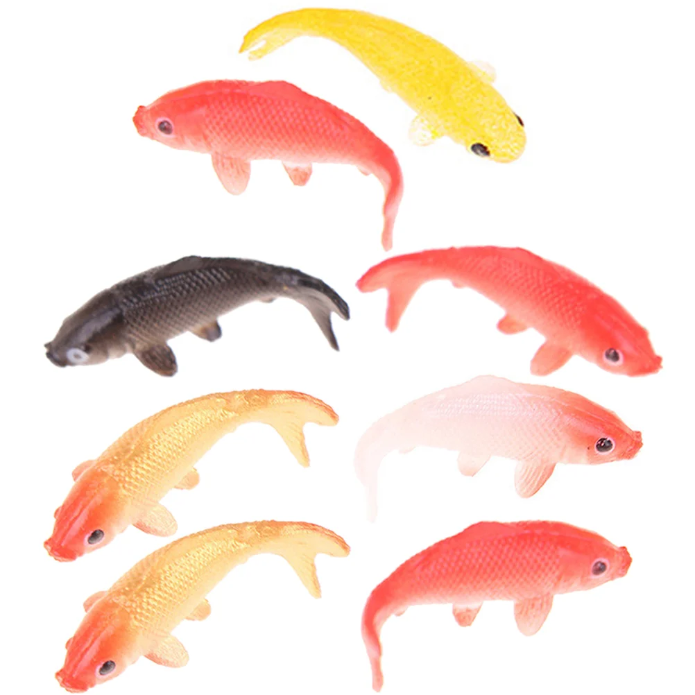 

8/10/12pcs Dollhouse Miniature Goldfish Model Simulation Mini Fish Carp Animal Figure Kids Toys Home Decoration Mixed Style