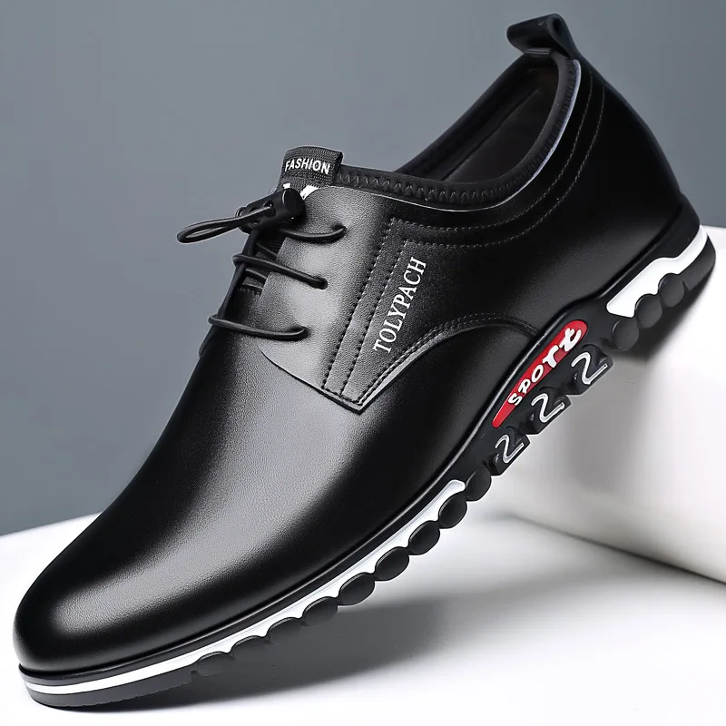 

Spring Autumn New Men Shoes Casual Sneakers Fashion Solid Genuine Leather Shoes Formal Business Light Breathable Flat Round Toe