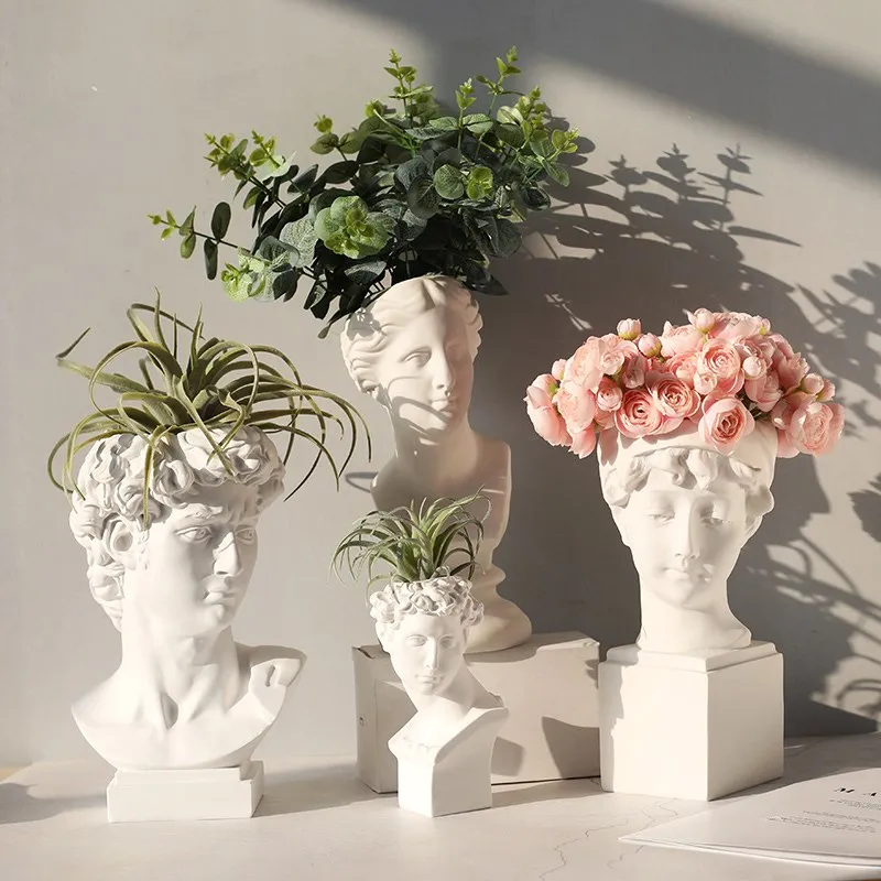 

Creative Portrait Vase Human Head Home Decor Resin David Medici Venus Figurine Modern Nordic Style Decorative Ornaments R1958