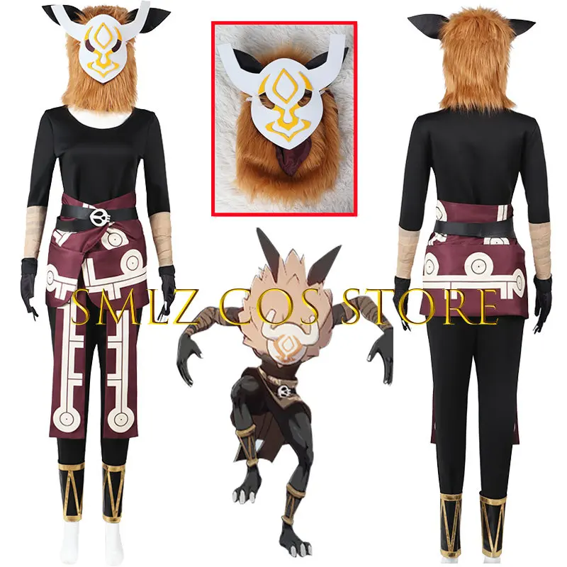 

Special Offer Hilichurl Cosplay Anime Genshin Impact Costume Plush Mask Headgear Halloween Carnival Including Play Uniform Mask