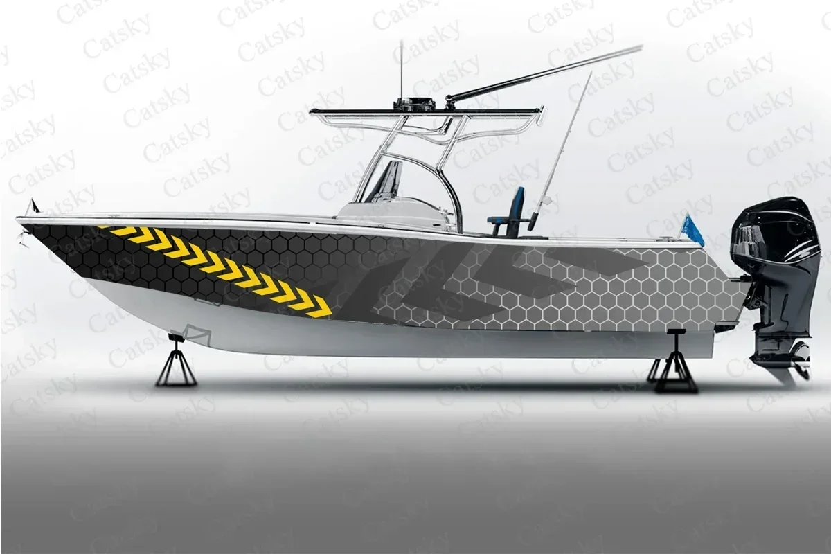 Абстрактный векторный графический дизайн наклейка на лодку упаковка рыбная