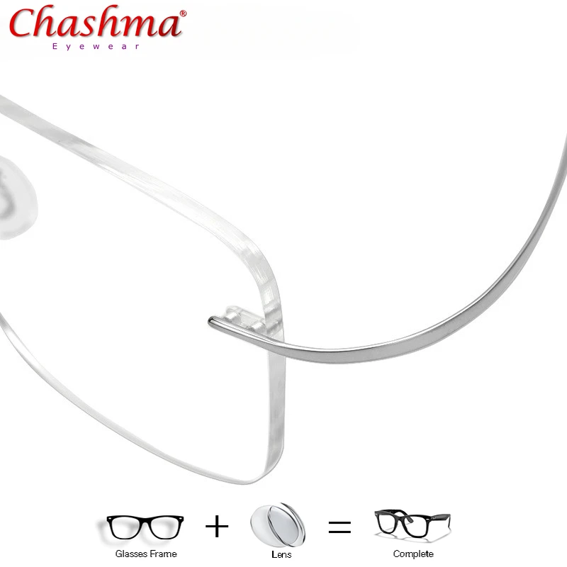 Мужские очки без оправы с линзами Прямоугольная оправа из 100% чистого титана