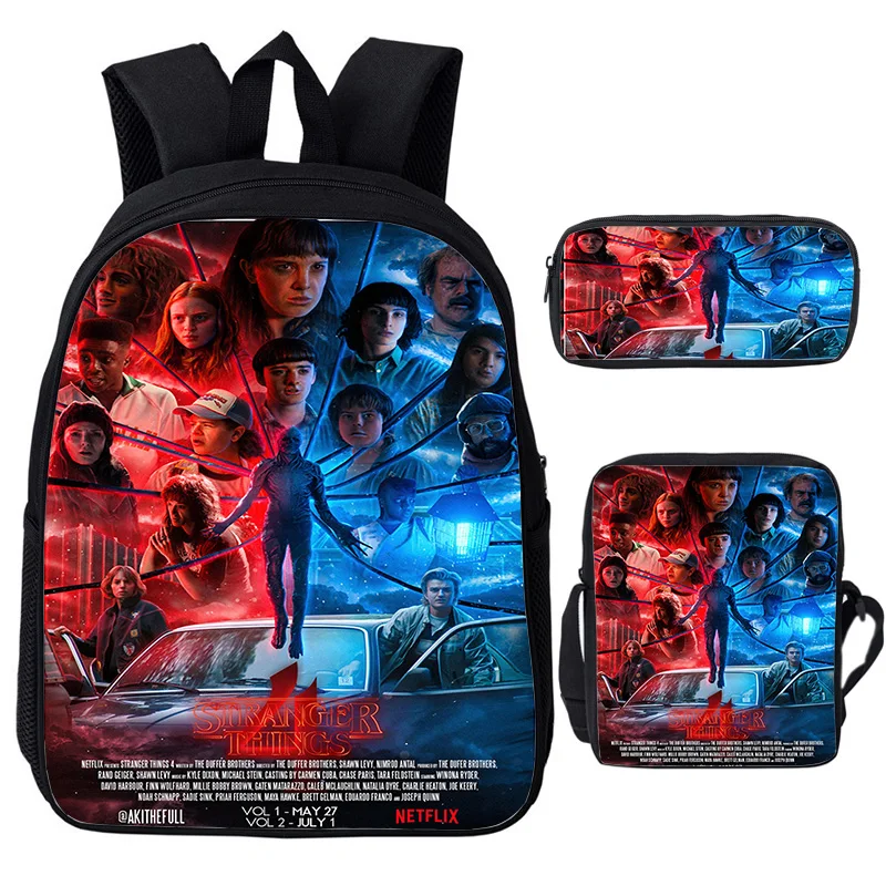 

New Stranger Things 4 Backpack School Mochila 3D Print Schoolbags 3Pcs/set Knapsack Teenager Laptop Backpacks Children Bookbag