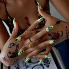 Накладной гроб накладные ногти черный розовый зеленый полное покрытие накладные ногти с клеем акриловые Sanke Дизайн средней длины искусственные ногти набор