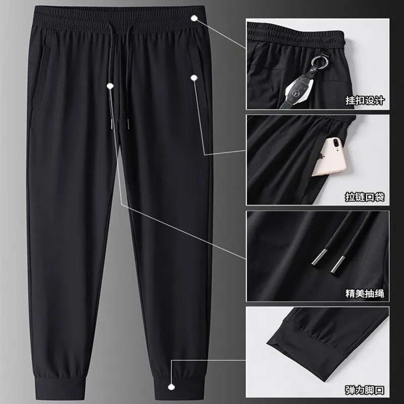 Golf Pants Men's Summer Ice Silk High Elastic Ultra-thin Casual Trousers Quick-drying Running Golf Wear Sweatpants Plus Size 5XL