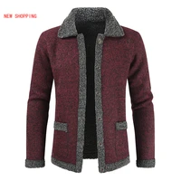 winter cardigan men solid patchwork thick warm sweater coats men fashion wool cashmere sweater men winter clothing high quality