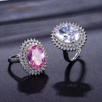 elegant women ring 925 silver jewelry oval zircon gemstone open finger rings for wedding bridal party gift accessories wholesale