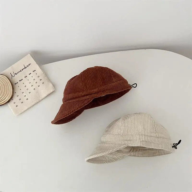 Детская бейсбольная кепка Осенняя однотонная Регулируемая Вельветовая шапка с