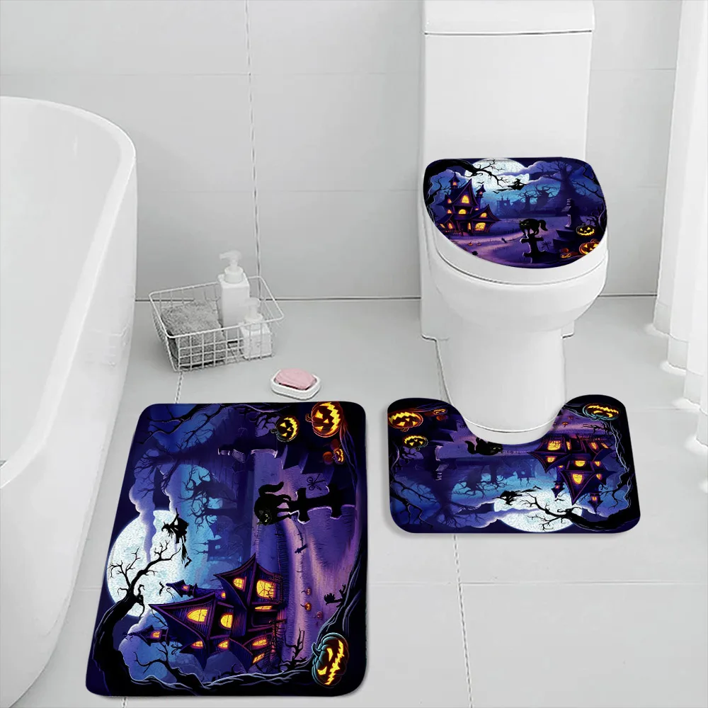 Набор ковриков для ванной на Хэллоуин декор комнаты с изображением темного леса