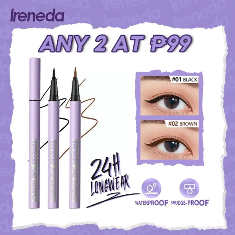 

IRENEDA Waterproof Quick Dry Eyeliner 24h Long-lasting Women Black Pigment Longwear Eye Liner High Pencil Liquid Makeup Cos Z8P1