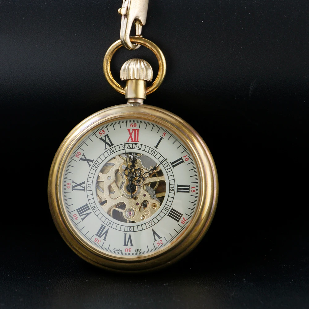 Classic Antique Simple Hollow Digital Display Mechanical Pocket Watch Men's Necklace Pendant Clock Retro Gentleman Accessories